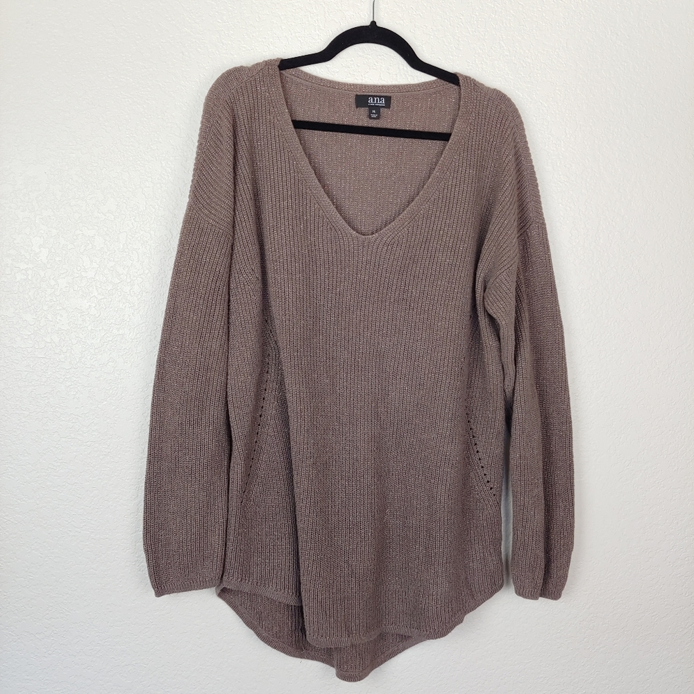 A.n.a Brown Smock Blouse Sweater Size XL